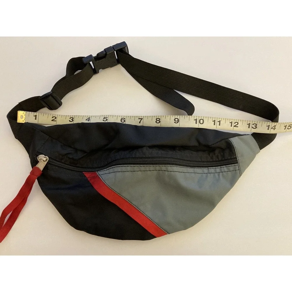 Vintage LL Bean Nylon Fanny Pack Waist Belt Bag Zippered Pockets Made in USA - Picture 8 of 10